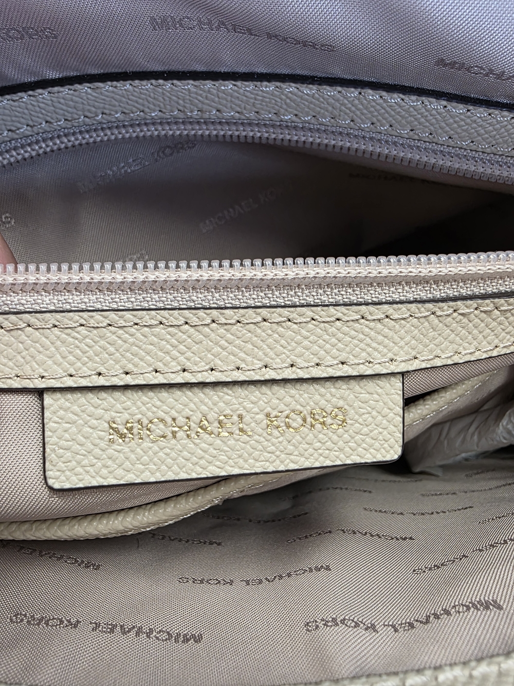 Michael Kors Nude Beige Saffiano Leather Tote Bag Work Laptop School Nwot - Picture 12 of 14
